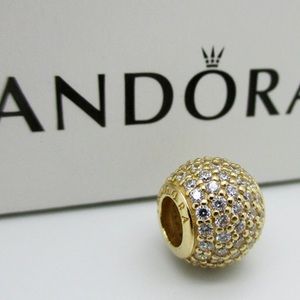 🎈Sold🎈Pandora 14K Yellow Gold CZ Pave Ball Charm